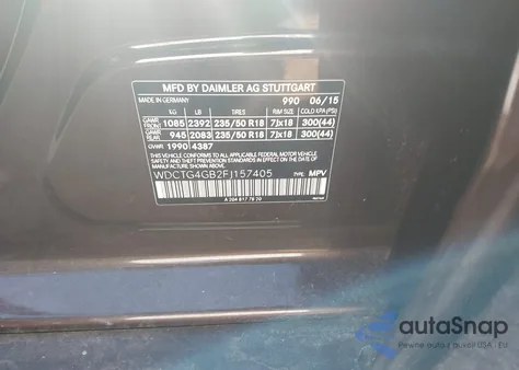 2015 Mercedes-Benz Gla 250 4Matic from USA, damaged, VIN WDCTG4GB2FJ157405